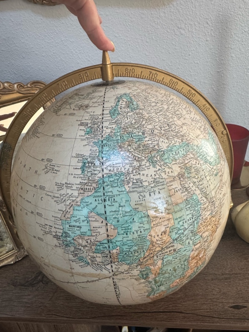 Vintage 1980s Cram's Imperial Desktop World Globe Powell -NO Wood Stand